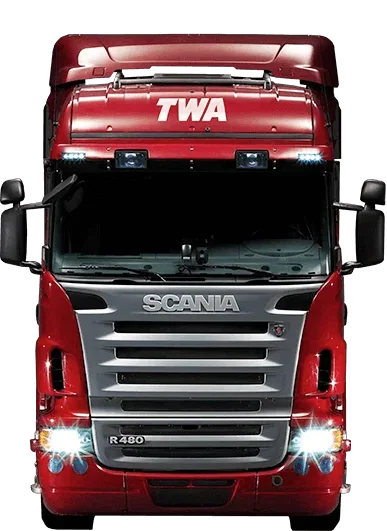 Frente de caminhão da TWA Transportes